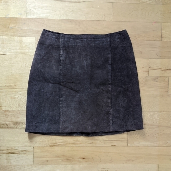 Vintage genuine suede brown mini skirt size 10 @B1 - Picture 1 of 6